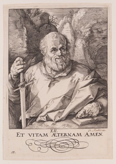 Święty Maciej, od Chrystusa, Apostołów i świętego Pawła z Credo autorstwa Hendrick Goltzius