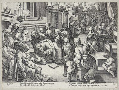 Św. Paweł podniósł Eutychusa autorstwa Hendrick Goltzius