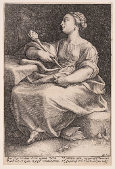 Thalia, muza komedii, z Dziewięciu muz autorstwa Hendrick Goltzius