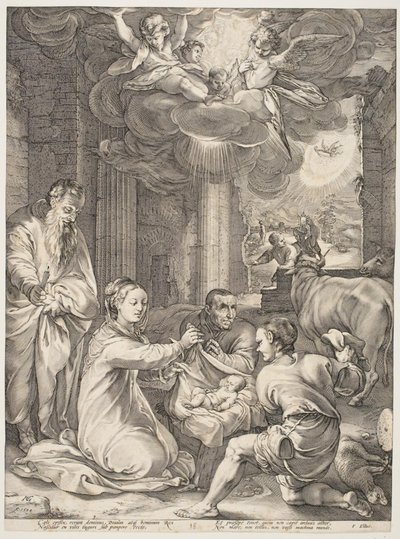Adoracja pasterzy autorstwa Hendrick Goltzius