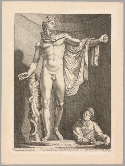 Apollo Belvedere, płyta 3 z Trzech słynnych rzeźb antycznych autorstwa Hendrick Goltzius