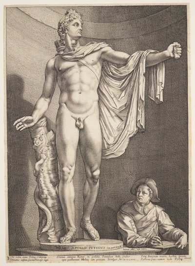Apollo z Belvedere, z trzech słynnych antycznych posągów w Rzymie autorstwa Hendrick Goltzius