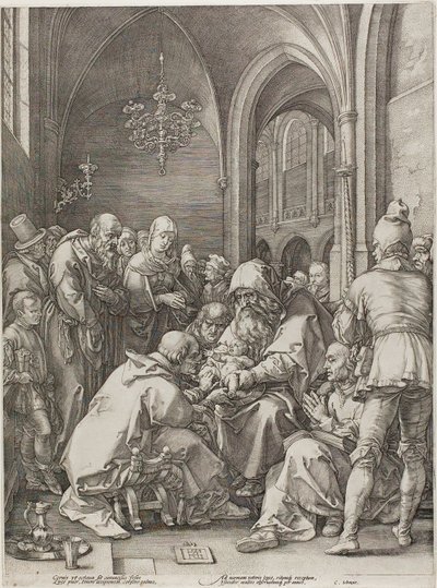Obrzezanie, tablica czwarta z Narodzin i wczesnego życia Chrystusa autorstwa Hendrick Goltzius