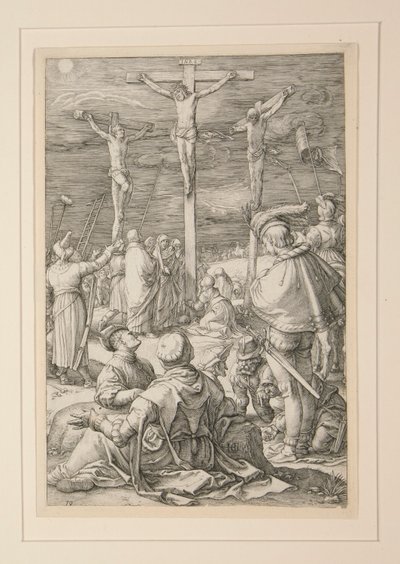 Ukrzyżowanie (Chrystus na krzyżu), z Męki Pańskiej, nr 10 z serii 12 rycin autorstwa Hendrick Goltzius