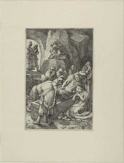 Złożenie do grobu, tablica jedenasta z Męki Pańskiej autorstwa Hendrick Goltzius