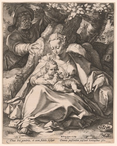 Święta Rodzina pod drzewem wiśni autorstwa Hendrick Goltzius
