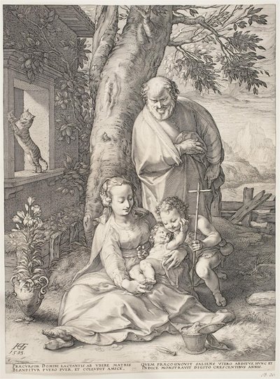 Święta Rodzina z młodym św. Janem Chrzcicielem autorstwa Hendrick Goltzius