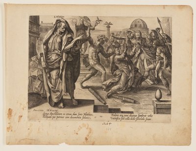 Męczeństwo świętego Macieja, z książki Męczeństwo Chrystusa i Apostołów autorstwa Hendrick Goltzius