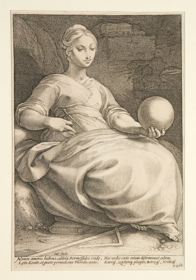 Dziewięć Muz: Erato, nr 7 z serii 9 autorstwa Hendrick Goltzius