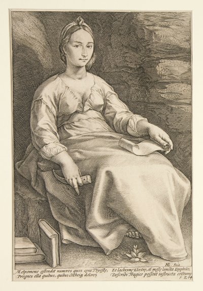 Dziewięć Muz: Melpomena, nr 3 z serii 9 autorstwa Hendrick Goltzius