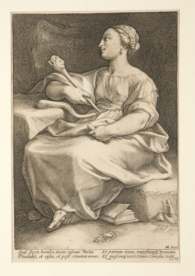 Dziewięć Muz: Thalia, nr 2 z serii 9 autorstwa Hendrick Goltzius