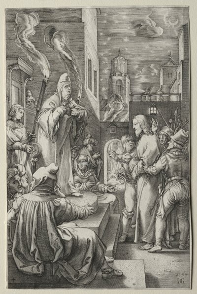 Męka: Chrystus przed Kajfaszem autorstwa Hendrick Goltzius