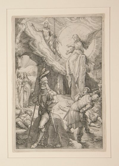 Zmartwychwstanie, z Pasji, nr 12 w serii 12 rycin autorstwa Hendrick Goltzius