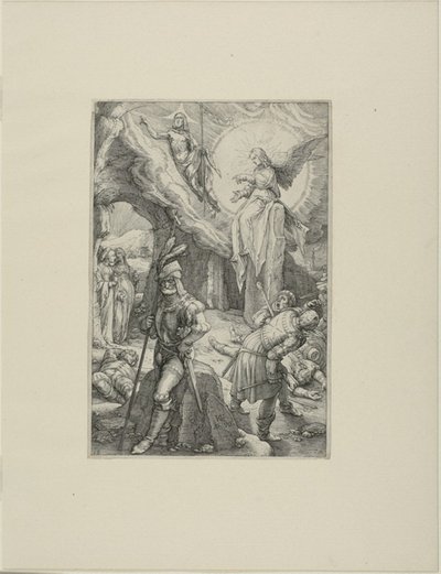 Zmartwychwstanie, płyta dwunasta z Męki Pańskiej autorstwa Hendrick Goltzius