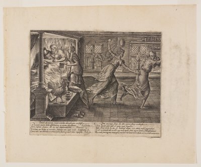 Bezsenna noc procesującego się, z Litis Abusus (Nadużycia prawa) autorstwa Hendrick Goltzius
