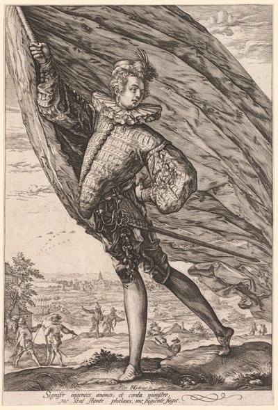 Chorąży, zwrócony w lewo autorstwa Hendrick Goltzius