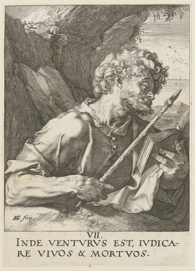 Tomasz, karta 8 z serii „Chrystus, dwunastu apostołów i Paweł” autorstwa Hendrick Goltzius