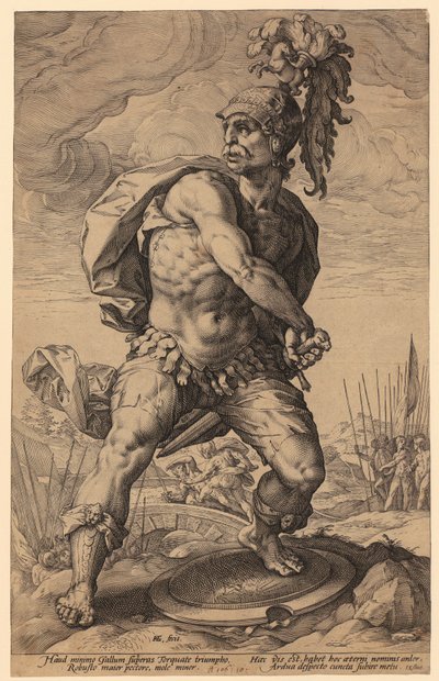 Titus Manlius Torquatus, arkusz 5 z serii „Rzymscy bohaterowie” autorstwa Hendrick Goltzius