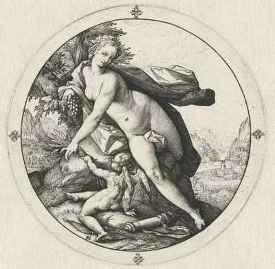 Wenus i Kupidyn Wenus zamarza bez Ceres i Bachusa (tytuł na obiekcie) autorstwa Hendrick Goltzius