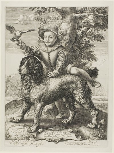 Vries, Frederik de Vries (zm. 1613), syn malarza Dircka de Vriesa, uczeń Goltziusa, z psem Goltziusa autorstwa Hendrick Goltzius