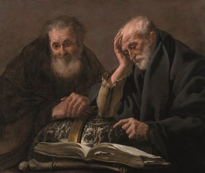 Demokryt i Heraklit, ok. 1930 r. 1619-20 (olej na płótnie) autorstwa Hendrick Jansz Terbrugghen
