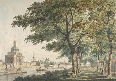 Muiderpoort, Amsterdam, widziany z Plantage, 1771. autorstwa Hendrick Keun