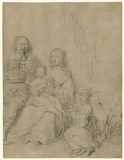 Grupa rodzinna składająca się z rodziców i dwóch córek autorstwa Hendrick Martensz. Sorgh (attributed to)