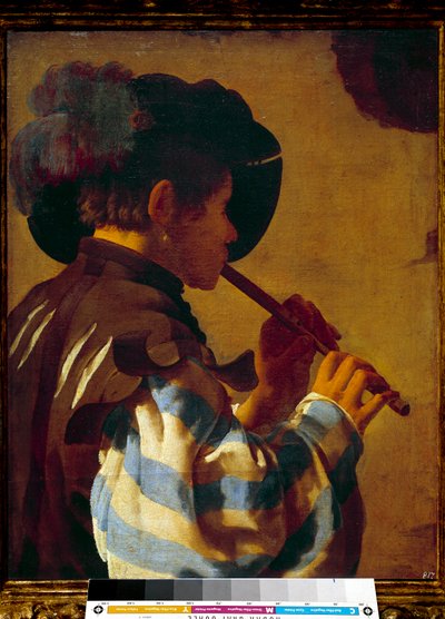 Patre gra na flecie. Obraz Hendrika Ter Brugghena (1588-1629) Ec Hol. autorstwa Hendrick ter Brugghen