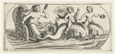 Amfitryt na rydwanie Nouveau Livre des Dieux et Deeßes De la Marine Bouckje of Sea Gods and Goddesses (tytuł serii) autorstwa Hendrick de Keyser (I)