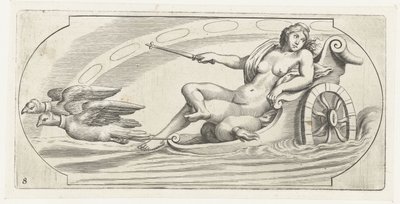 Zorza polarna na rydwanie Nouveau Livre des Dieux et Deeßes De la Marine Bouckje of Sea Gods and Goddesses (tytuł serii) autorstwa Hendrick de Keyser (I)