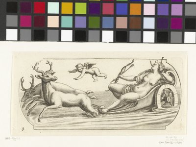 Diana na rydwanie Nouveau Livre des Dieux et Deeßes De la Marine Bouckje of Sea Gods and Goddesses (tytuł serii) autorstwa Hendrick de Keyser (I)