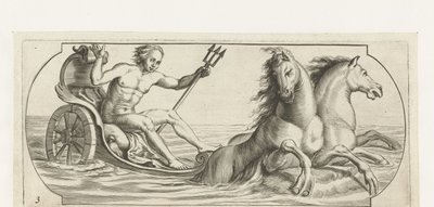 Neptun na rydwanie Nouveau Livre des Dieux et Deeßes De la Marine Bouckje of Sea Gods and Goddesses (tytuł serii) autorstwa Hendrick de Keyser (I)