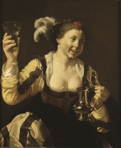 Dziewczyna trzymająca szklankę, ok. 1620 autorstwa Hendrick ter Brugghen