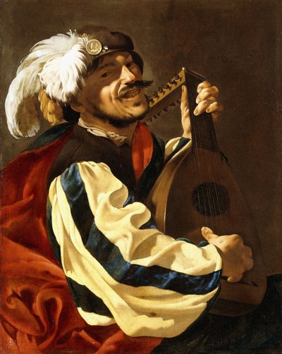 Gracz na lutni autorstwa Hendrick ter Brugghen