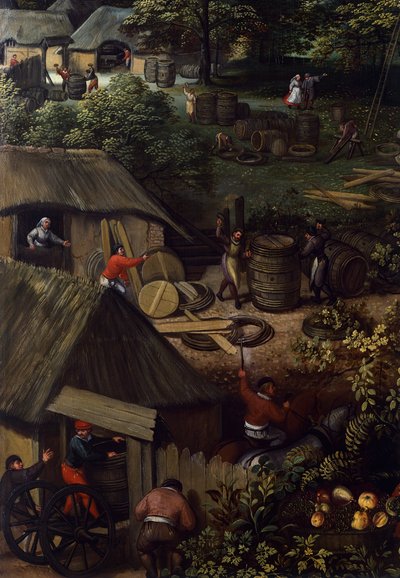 Krajobraz jesiennych żniw, autor: Lucas van Valkenborch (ok. 1530-1597), fragment autorstwa Hendrick van den (1530 97) Broeck