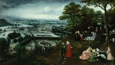 Fragment krajobrazu wiosną – Lucas van Valkenborch (ok. 1530-1597) autorstwa Hendrick van den (1530 97) Broeck