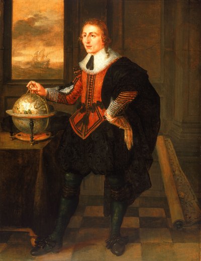 Nawigator z globusem i przegródkami autorstwa Hendrick van der the Elder Borcht