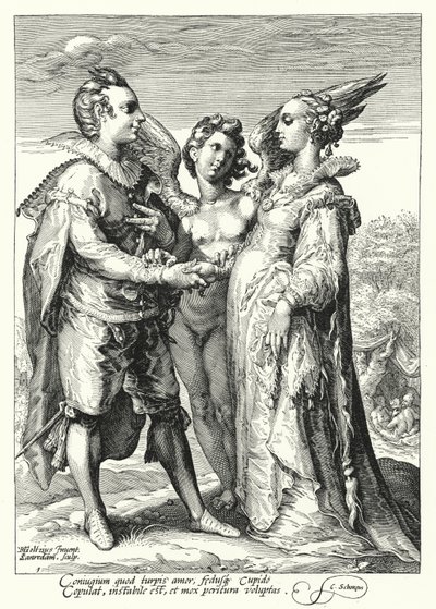 Małżeństwo z miłości wydane przez Kupidyna (rycina) autorstwa Hendrik (after) Goltzius