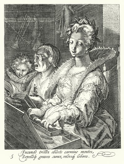 Muzyka (grawerowanie) autorstwa Hendrik (after) Goltzius