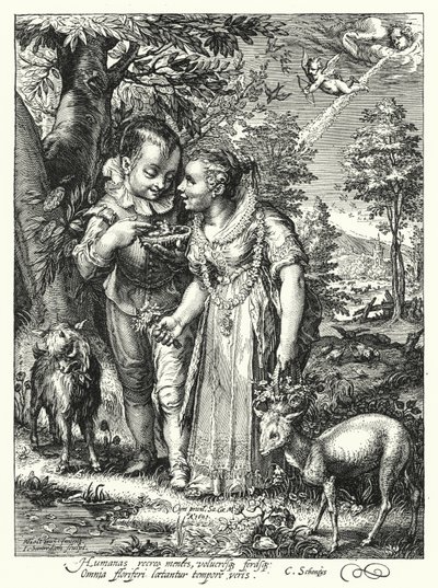 Wiosna (grawerowanie) autorstwa Hendrik (after) Goltzius