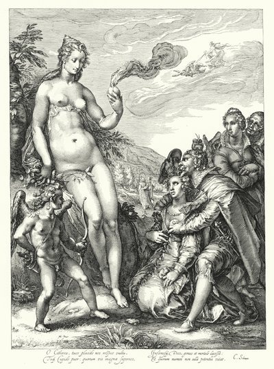 Wenus, Kupidyn i dwie pary kochanków (rycina) autorstwa Hendrik (after) Goltzius