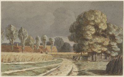 Pole kukurydzy między domami podczas groźnej burzy w Hilversum autorstwa Hendrik Abraham Klinkhamer