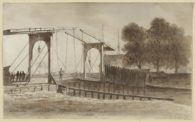 Most zwodzony w Bikkerseiland w Amsterdamie autorstwa Hendrik Abraham Klinkhamer