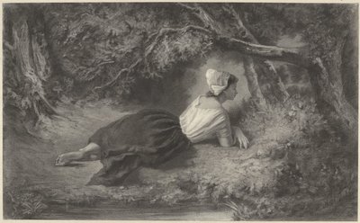 Dziewczyna leżąca pod drzewami nad wodą autorstwa Hendrik Adriaan Christiaan Dekker