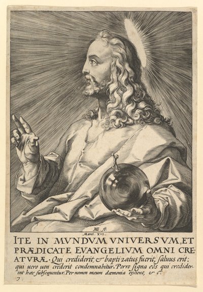 Chrystus, od Chrystusa, apostołów i św. Pawła z Credo, ca. 1589. autorstwa Hendrik Goltzius