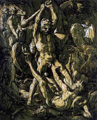 Herkules zabija Cacus autorstwa Hendrik Goltzius