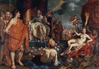 Hermes przedstawia Pandorę królowi Epimeteuszowi, 1611 autorstwa Hendrik Goltzius
