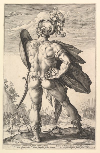 Marcus Valerius, z serii Bohaterowie rzymscy, 1586. autorstwa Hendrik Goltzius