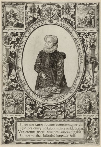 Portret Charlotte Burbon, 1581 autorstwa Hendrik Goltzius