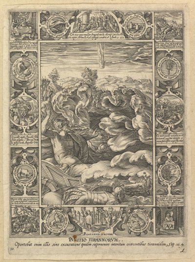 Punitio Malorum, z Alegorii wiary chrześcijańskiej, z Allego chrześcijańskiego i profanum....n.d. autorstwa Hendrik Goltzius